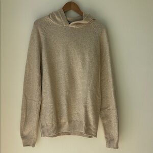 Men's Neutral Crewneck Hooded Sweater - Light Beige